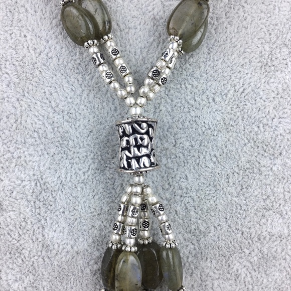 Labradorite Gemstone Pentacle Bead Necklace 20” - Picture 4 of 9